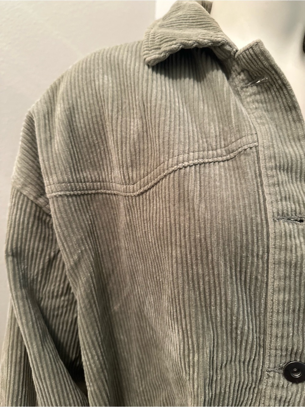 Zara Corduroy Button-Up Shirt Jacket - Olive Green small - Picture 2 of 12